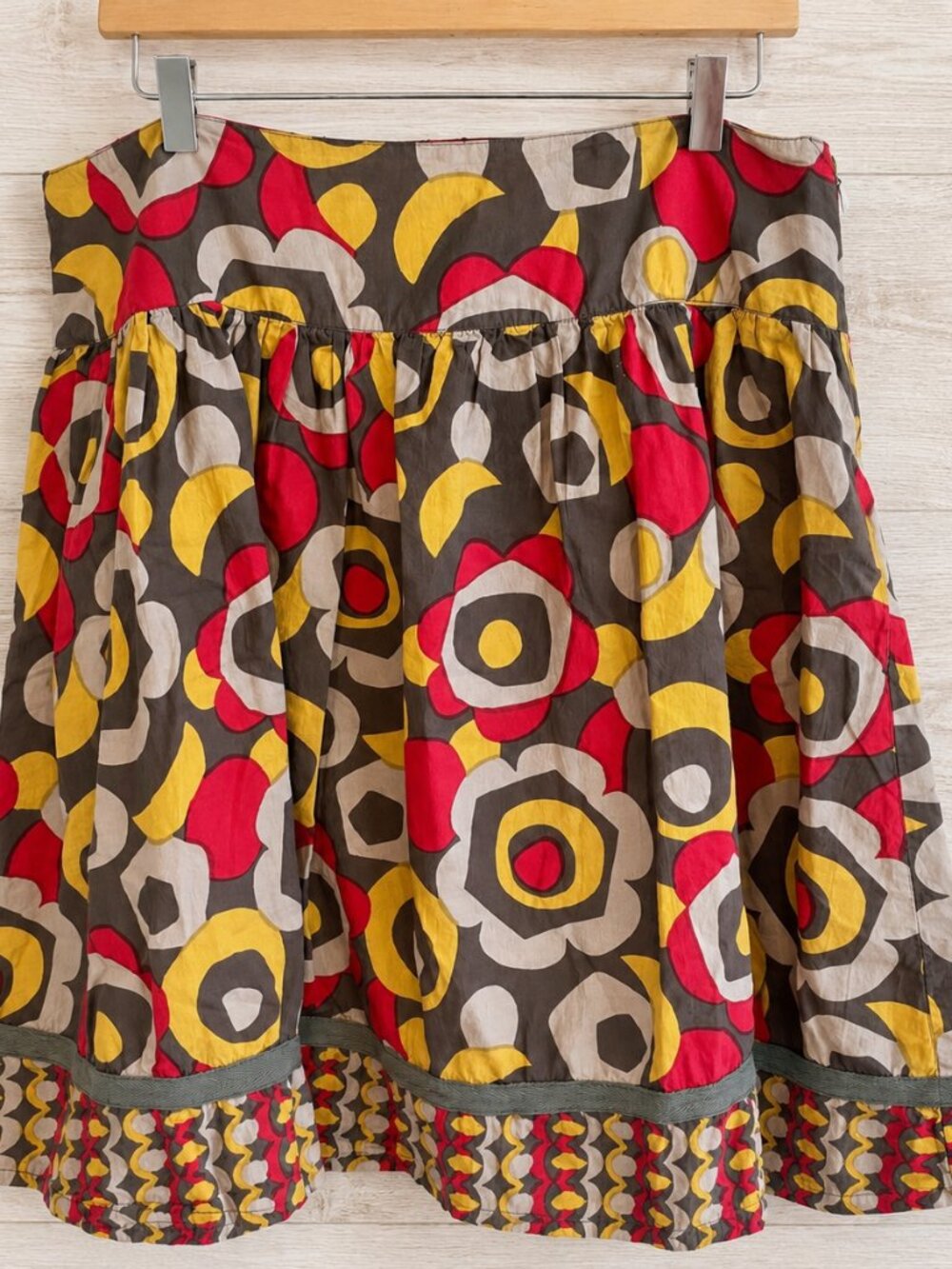 Mix Nouveau Retro Boho Abstract Floral Lined Skirt Multicolor Size L